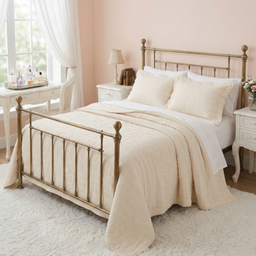 Kit Colcha Cobre-Leito Queen Dohler Doris Efeito Anarruga c/ Porta Travesseiro (3 Peças)