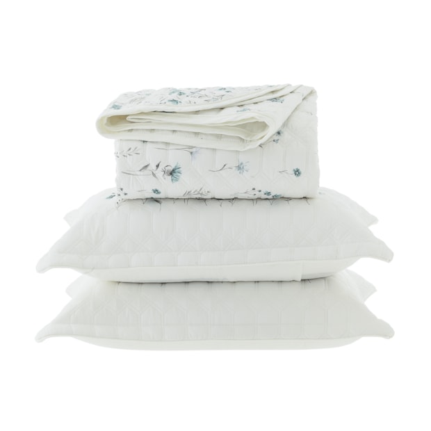 Kit Colcha Cobre-Leito Queen Kacyumara Lázio Niel Dupla Face 100% Algodão Egípcio Cetim 300 Fios (3 Peças)