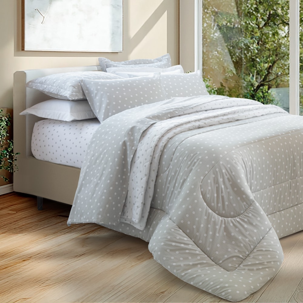 Kit Colcha / Cobre Leito Queen Kacyumara New Innovi Poá Nick 100% Algodão Percal 180 Fios (3 Peças)