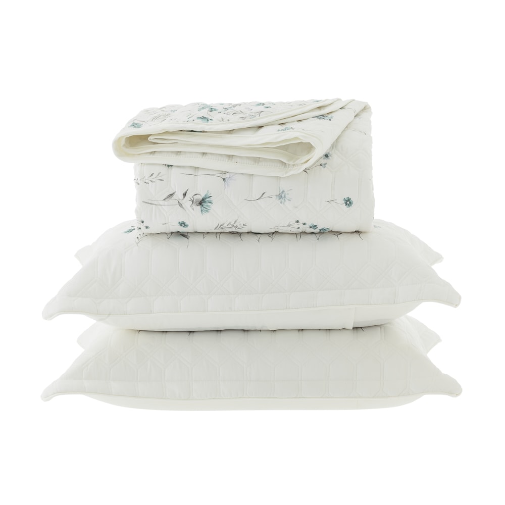 Kit Colcha Cobre-Leito Queen Kacyumara Niel Dupla Face 100% Algodão Egípcio Cetim 300 Fios (3 Peças)