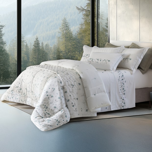 Kit Colcha Cobre-Leito Queen Kacyumara Niel Dupla Face 100% Algodão Egípcio Cetim 300 Fios (3 Peças)