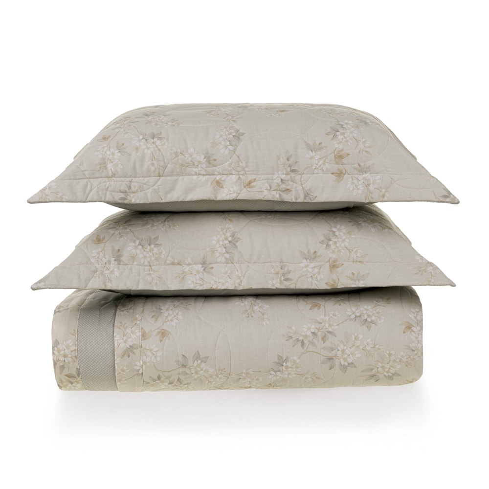 Kit Colcha Cobre-Leito Queen Karsten Dandara Dupla Face 100% Algodão Percal 200 Fios c/ Porta Travesseiro (3 Peças)