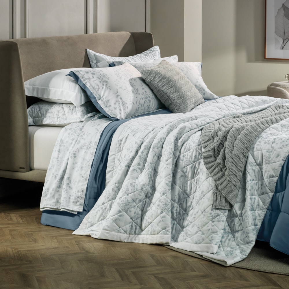 Kit Colcha Cobre-Leito Queen Karsten Ellie Dupla Face 100% Algodão Egípcio Cetim 300 Fios c/ Porta Travesseiro (3 Peças)