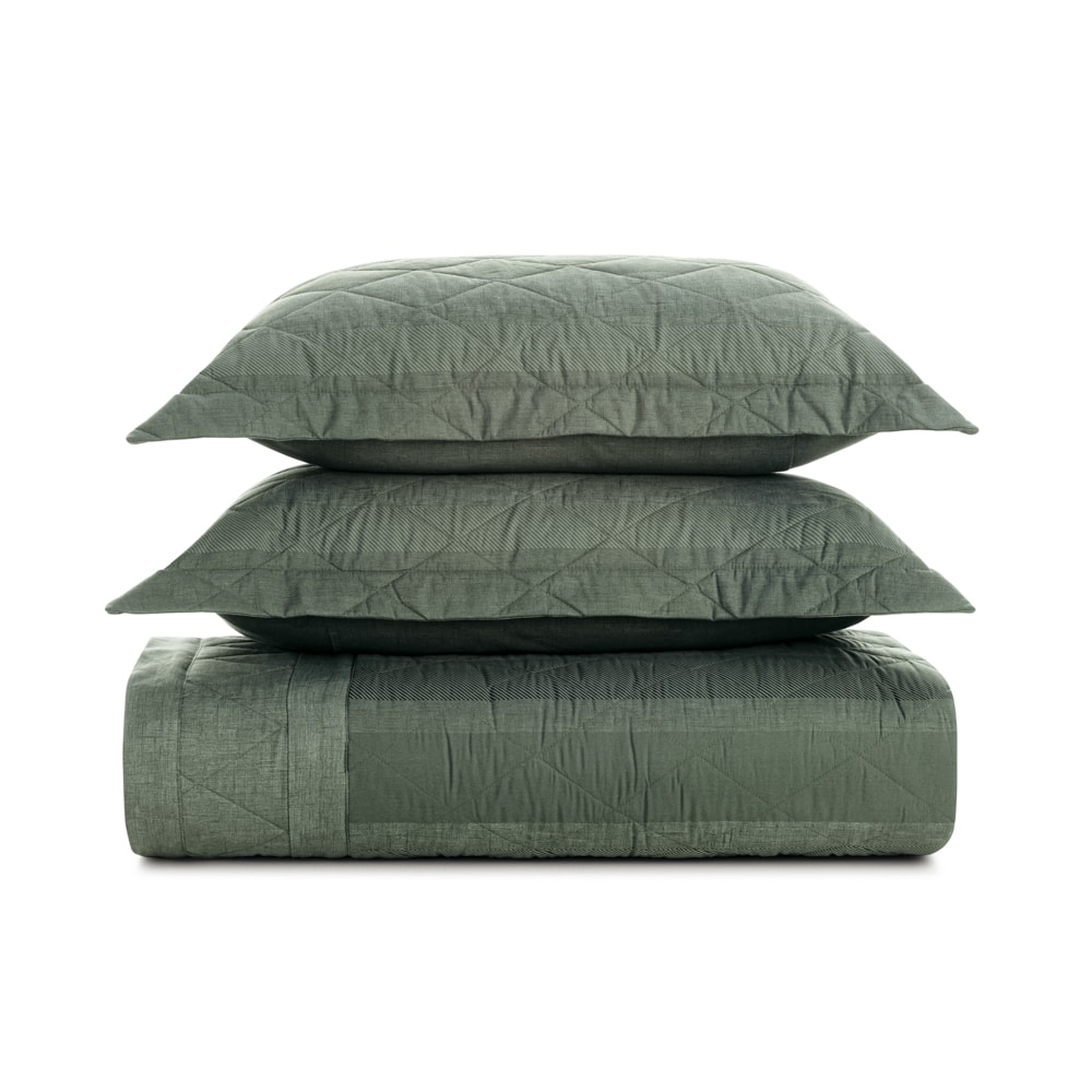 Kit Colcha Cobre-Leito Queen Karsten Ícaro Dupla Face 100% Algodão Percal 200 Fios c/ Porta Travesseiro (3 Peças)