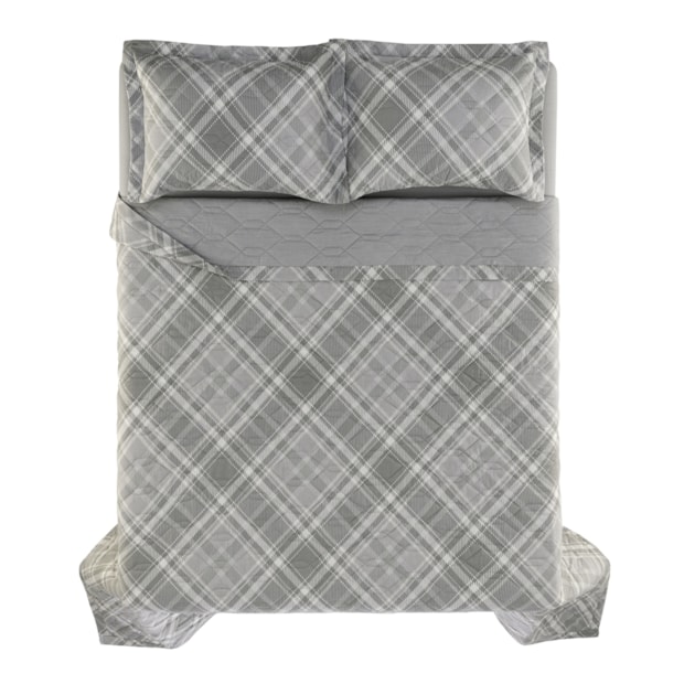 Kit Colcha Cobre-Leito Queen Karsten Saulo Dupla Face 100% Algodão 160 Fios c/ Porta Travesseiro (3 Peças)