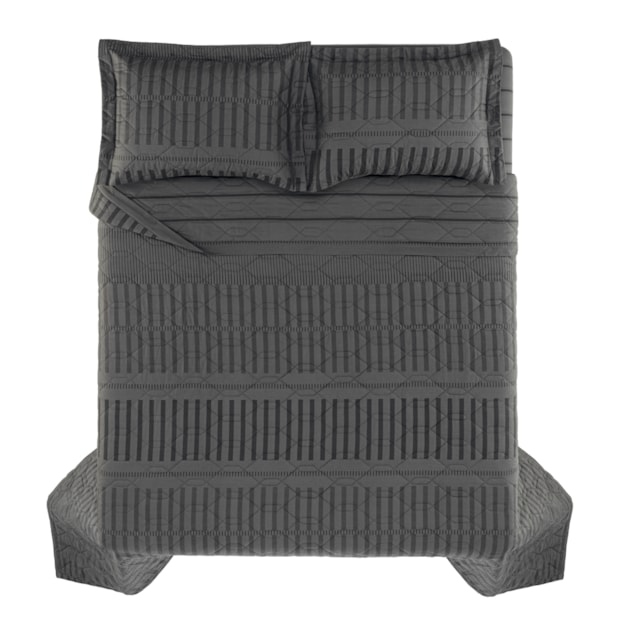 Kit Colcha Cobre-Leito Queen Karsten Tales Dupla Face 100% Algodão 160 Fios c/ Porta Travesseiro (3 Peças)