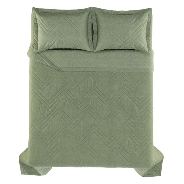 Kit Colcha Cobre-Leito Queen Karsten Tesso Dupla Face 100% Algodão 160 fios c/ Porta Travesseiro (3 Peças)