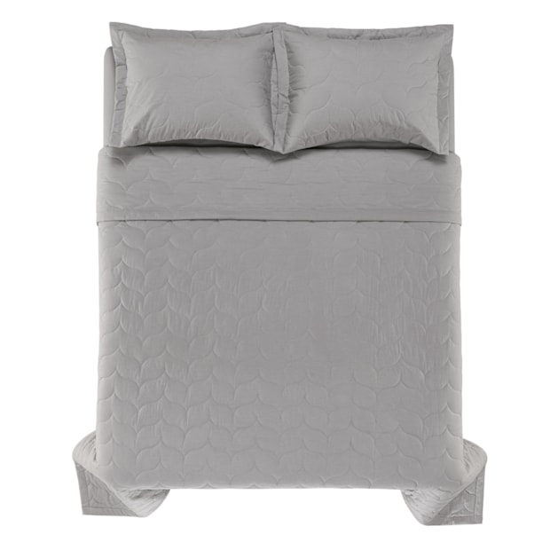 Kit Colcha Cobre Leito Queen Karsten Tom 100% Algodão Percal 200 Fios c/ Porta Travesseiro (3 Peças)