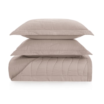 Kit Colcha Cobre Leito Queen Trussardi Novara 100% Algodão Egípcio Cetim 300 Fios (3 Peças)