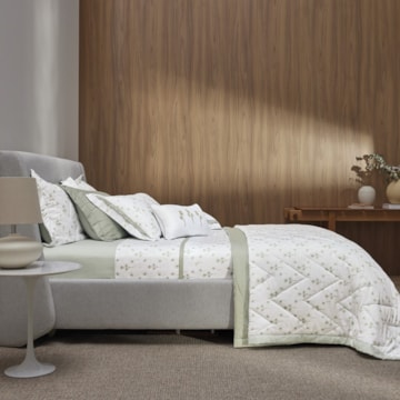 Kit Colcha Cobre Leito Queen Trussardi Stella 100% Algodão Egípcio Cetim 300 Fios (3 Peças)