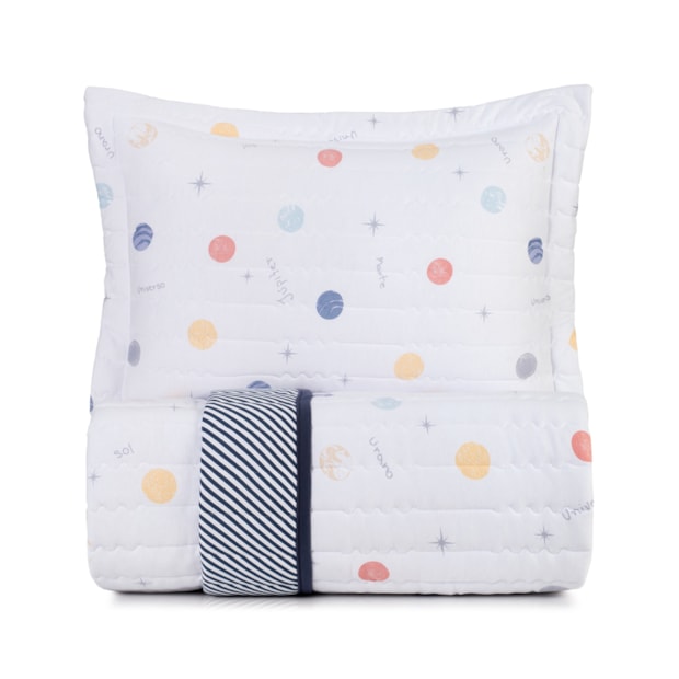 Kit Colcha Cobre-Leito Solteiro Infantil Altenburg Astro Kids Dupla Face Malha Fio Penteado 100% Algodão (2 Peças)