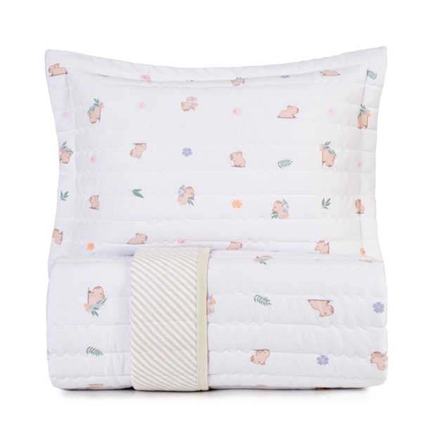 Kit Colcha Cobre-Leito Solteiro Infantil Altenburg Capi Dupla Face Malha Fio Penteado 100% Algodão (2 Peças)