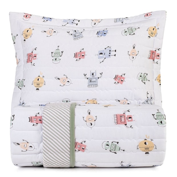 Kit Colcha Cobre-Leito Solteiro Infantil Altenburg Cyberfofos Dupla Face Malha Fio Penteado 100% Algodão (2 Peças)
