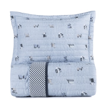 Kit Colcha Cobre-Leito Solteiro Infantil Altenburg Mini Obra Dupla Face Malha Fio Penteado 100% Algodão (2 Peças)