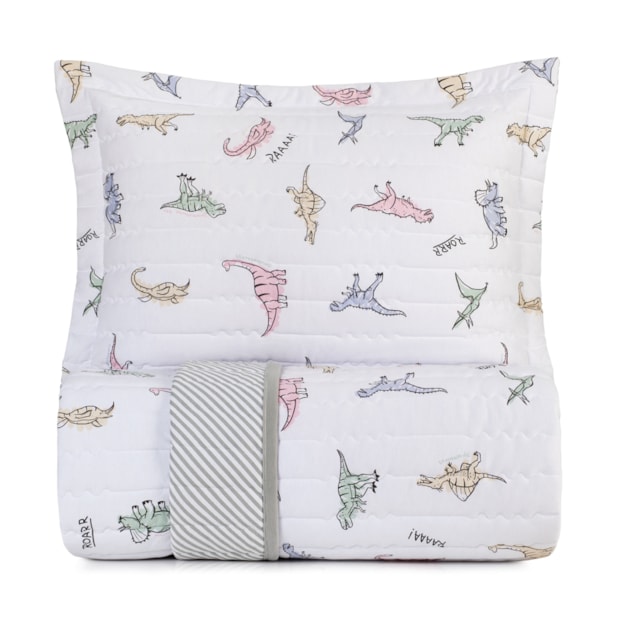 Kit Colcha Cobre-Leito Solteiro Infantil Altenburg Rugidino Dupla Face Malha Fio Penteado 100% Algodão (2 Peças)