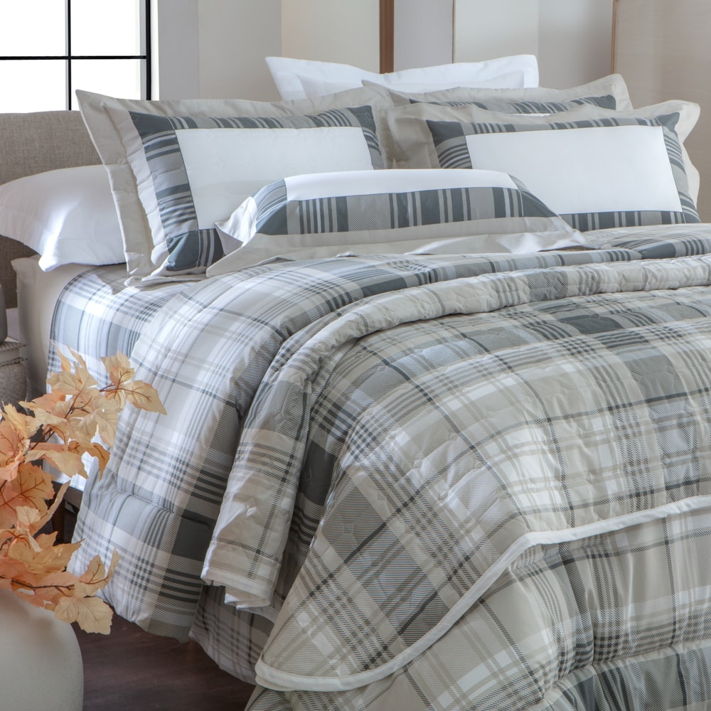 Kit Colcha Cobre-Leito Solteiro Kacyumara Vida Bela Licot Dupla Face 100% Algodão Egípcio Percal 200 Fios (2 Peças)