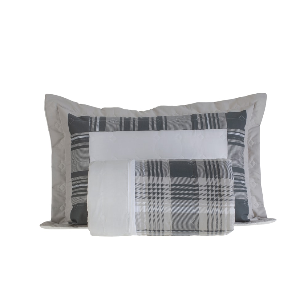 Kit Colcha Cobre-Leito Solteiro Kacyumara Vida Bela Licot Dupla Face 100% Algodão Egípcio Percal 200 Fios (2 Peças)