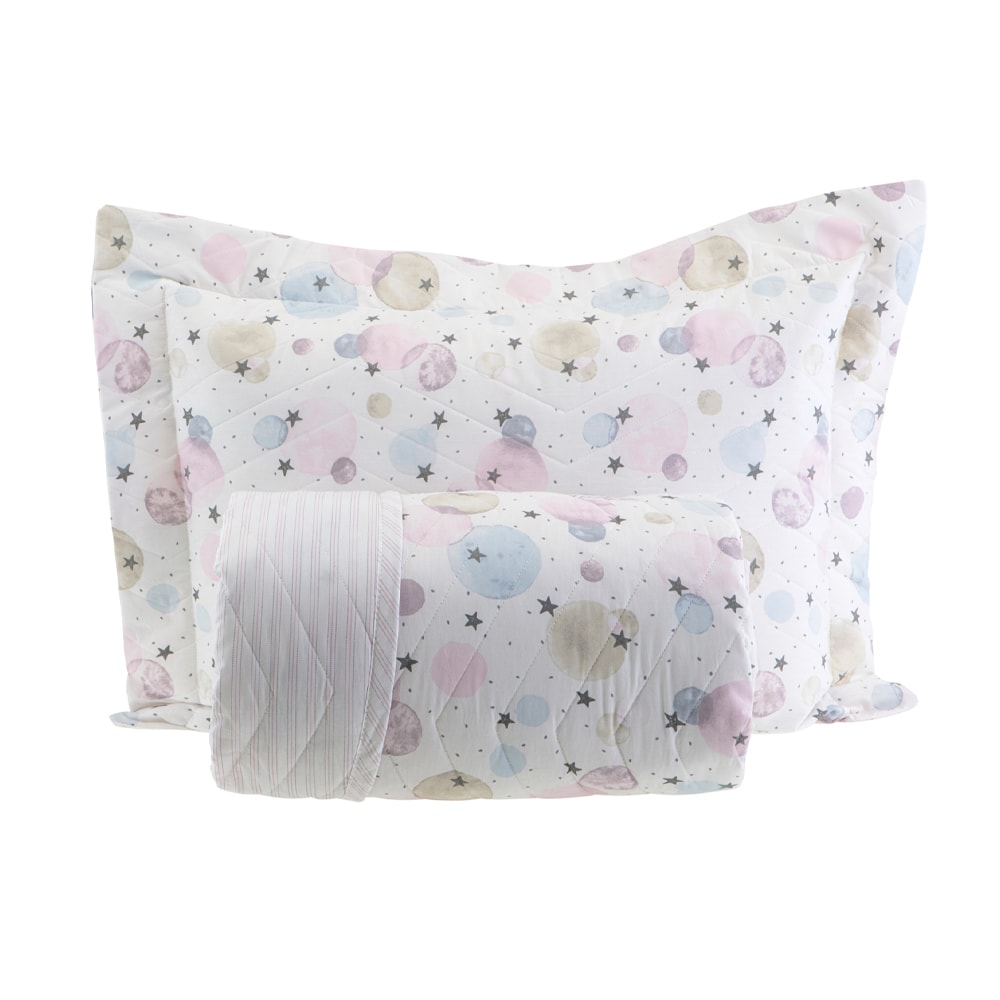 Kit Colcha Cobre-Leito Solteiro Kacyumara Vintage Babalu Dupla Face 100% Algodão Egípcio Percal 200 Fios (2 Peças)