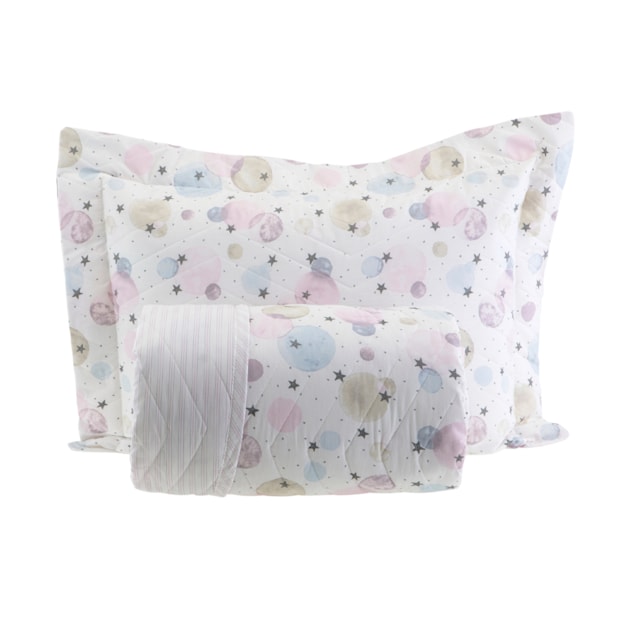 Kit Colcha Cobre-Leito Solteiro Kacyumara Vintage Babalu Dupla Face 100% Algodão Egípcio Percal 200 Fios (2 Peças)