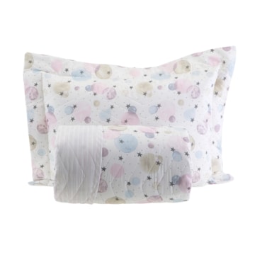 Kit Colcha Cobre-Leito Solteiro Kacyumara Vintage Babalu Dupla Face 100% Algodão Egípcio Percal 200 Fios (2 Peças)