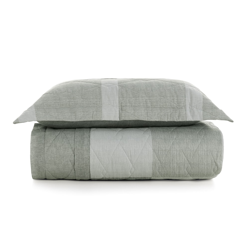 Kit Colcha Cobre-Leito Solteiro Karsten Adam Dupla Face 100% Algodão 160 Fios c/ Porta Travesseiro (2 Peças)