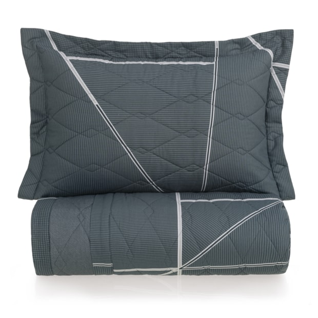 Kit Colcha Cobre-Leito Solteiro Karsten Arthur Dupla Face 100% Algodão 160 Fios c/ Porta Travesseiro (2 Peças)