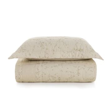 Kit Colcha Cobre-Leito Solteiro Karsten Beatriz Dupla Face 100% Algodão 160 Fios c/ Porta Travesseiro (2 Peças)