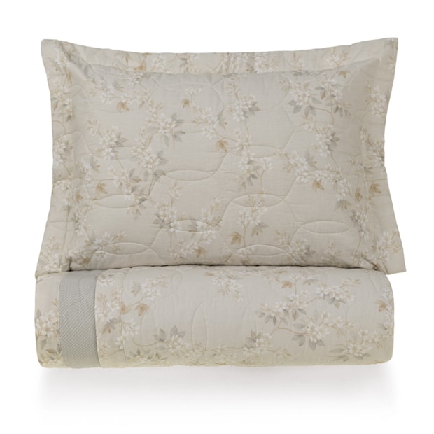 Kit Colcha Cobre-Leito Solteiro Karsten Dandara Dupla Face 100% Algodão Percal 200 Fios c/ Porta Travesseiro (2 Peças)