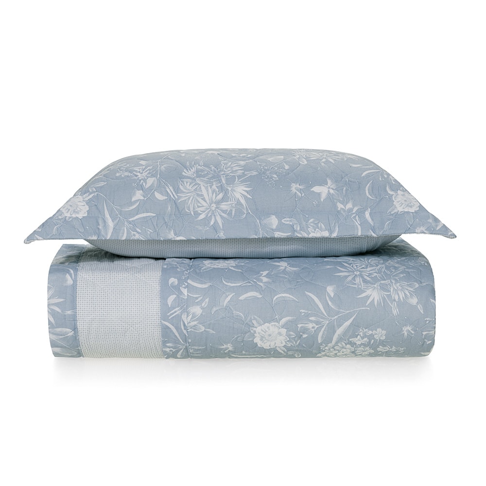 Kit Colcha Cobre Leito Solteiro Karsten Enara Dupla Face 100% Algodão 160 Fios c/ Porta Travesseiro (2 Peças)