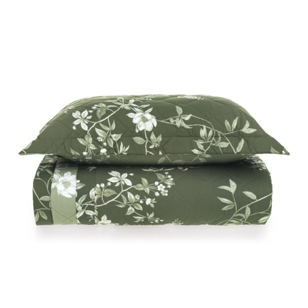 Kit Colcha Cobre-Leito Solteiro Karsten Marcella Dupla Face 100% Algodão 160 Fios c/ Porta Travesseiro (2 Peças)