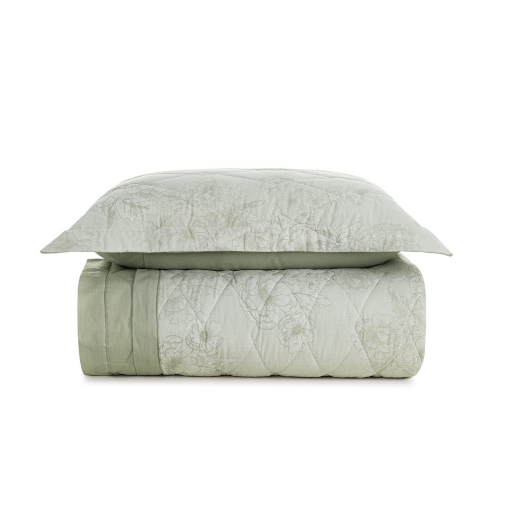 Kit Colcha Cobre-Leito Solteiro Karsten Rebeca Dupla Face 100% Algodão 160 Fios c/ Porta Travesseiro (2 Peças)