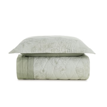 Kit Colcha Cobre-Leito Solteiro Karsten Rebeca Dupla Face 100% Algodão 160 Fios c/ Porta Travesseiro (2 Peças)