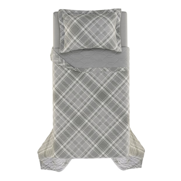 Kit Colcha Cobre-Leito Solteiro Karsten Saulo Dupla Face 100% Algodão 160 Fios c/ Porta Travesseiro (2 Peças)