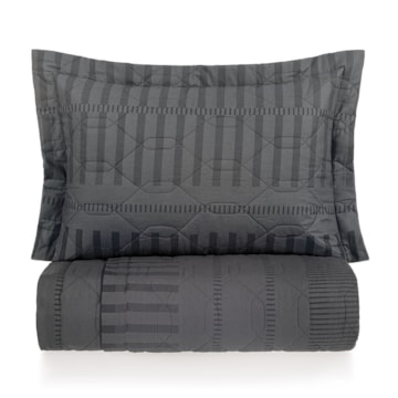 Kit Colcha Cobre-Leito Solteiro Karsten Tales Dupla Face 100% Algodão 160 Fios c/ Porta Travesseiro (2 Peças)