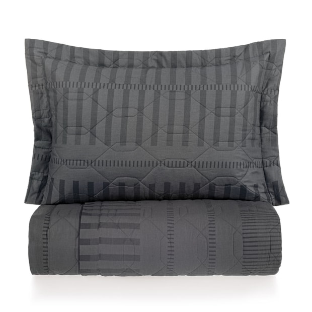 Kit Colcha Cobre-Leito Solteiro Karsten Tales Dupla Face 100% Algodão 160 Fios c/ Porta Travesseiro (2 Peças)