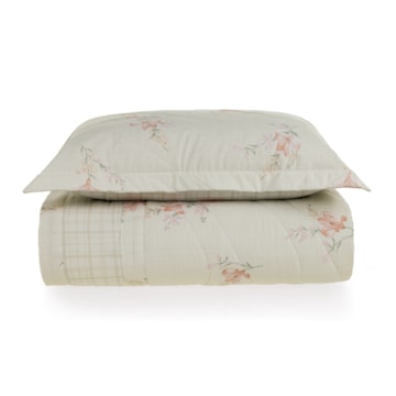 Kit Colcha Cobre-Leito Solteiro Karsten Tarsila Dupla Face 100% Algodão Percal 200 Fios c/ Porta Travesseiro (2 Peças)