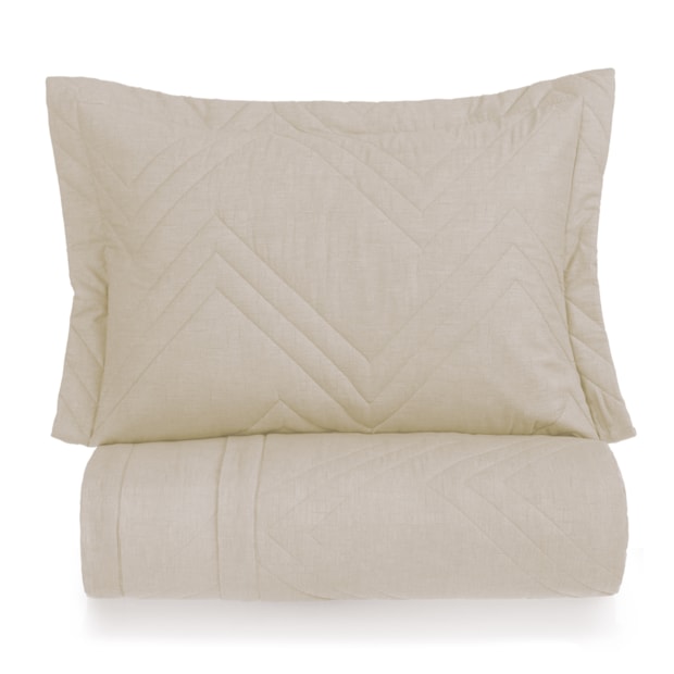 Kit Colcha Cobre-Leito Solteiro Karsten Tesso Dupla Face 100% Algodão 160 fios c/ Porta Travesseiro (2 Peças)