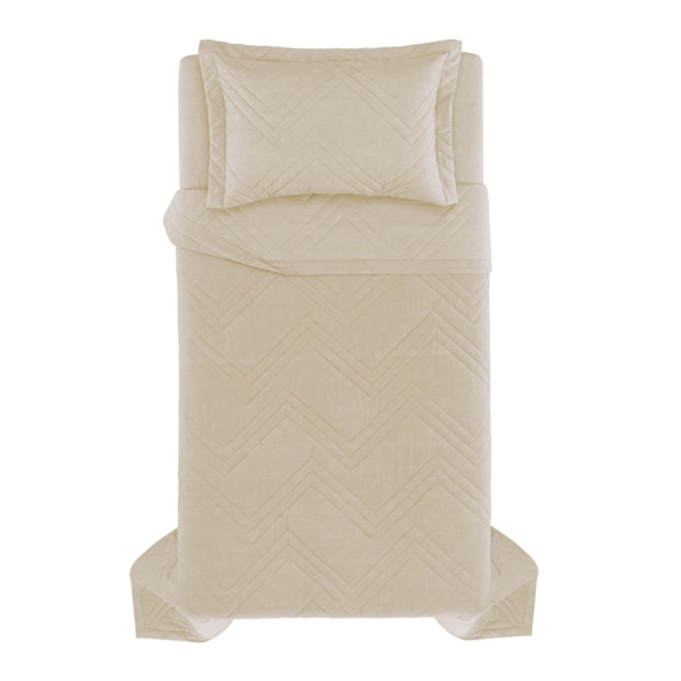 Kit Colcha Cobre-Leito Solteiro Karsten Tesso Dupla Face 100% Algodão 160 fios c/ Porta Travesseiro (2 Peças)