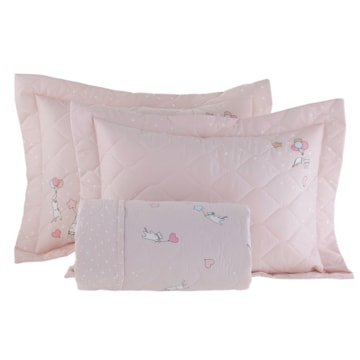Kit Colcha Infantil Casal Kacyumara Casa K Vida Bela Mimis Dupla Face 100% Algodão Egípcio Percal 200 Fios (3 Peças)