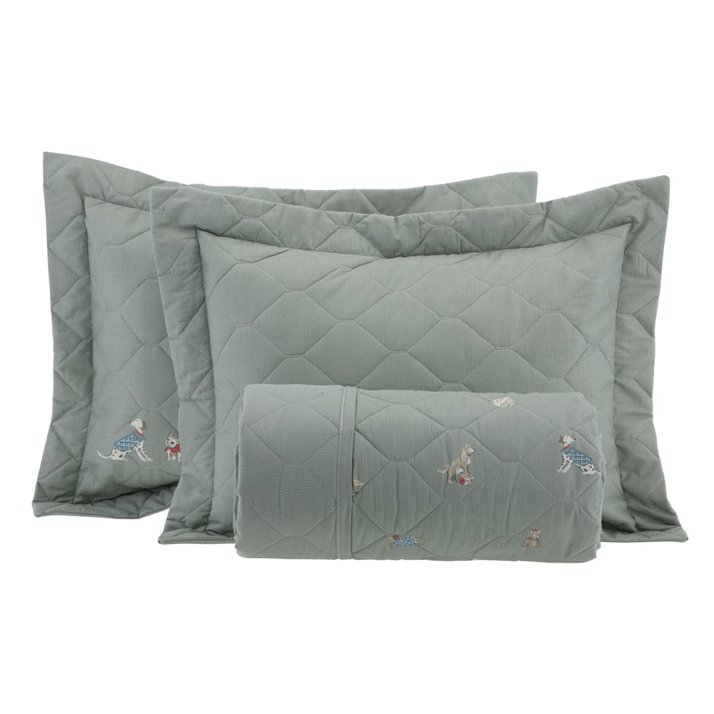 Kit Colcha Infantil Casal Kacyumara Vida Bela Toby Dupla Face 100% Algodão Egípcio Percal 200 Fios (3 Peças)