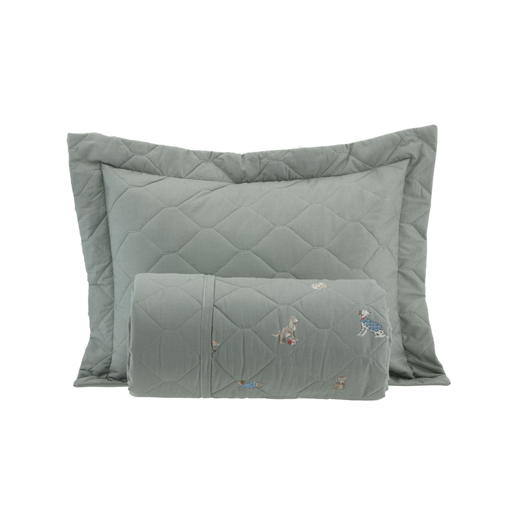 Kit Colcha Infantil Solteiro Kacyumara Vida Bela Toby Dupla Face 100% Algodão Egípcio Percal 200 Fios (2 Peças)