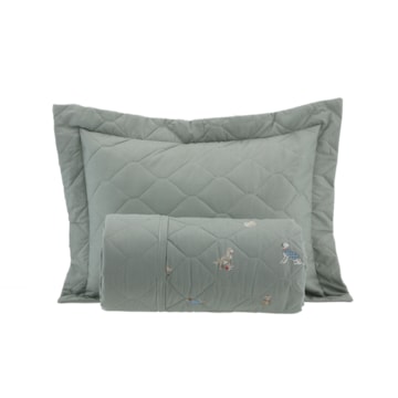 Kit Colcha Infantil Solteiro Kacyumara Vida Bela Toby Dupla Face 100% Algodão Egípcio Percal 200 Fios (2 Peças)