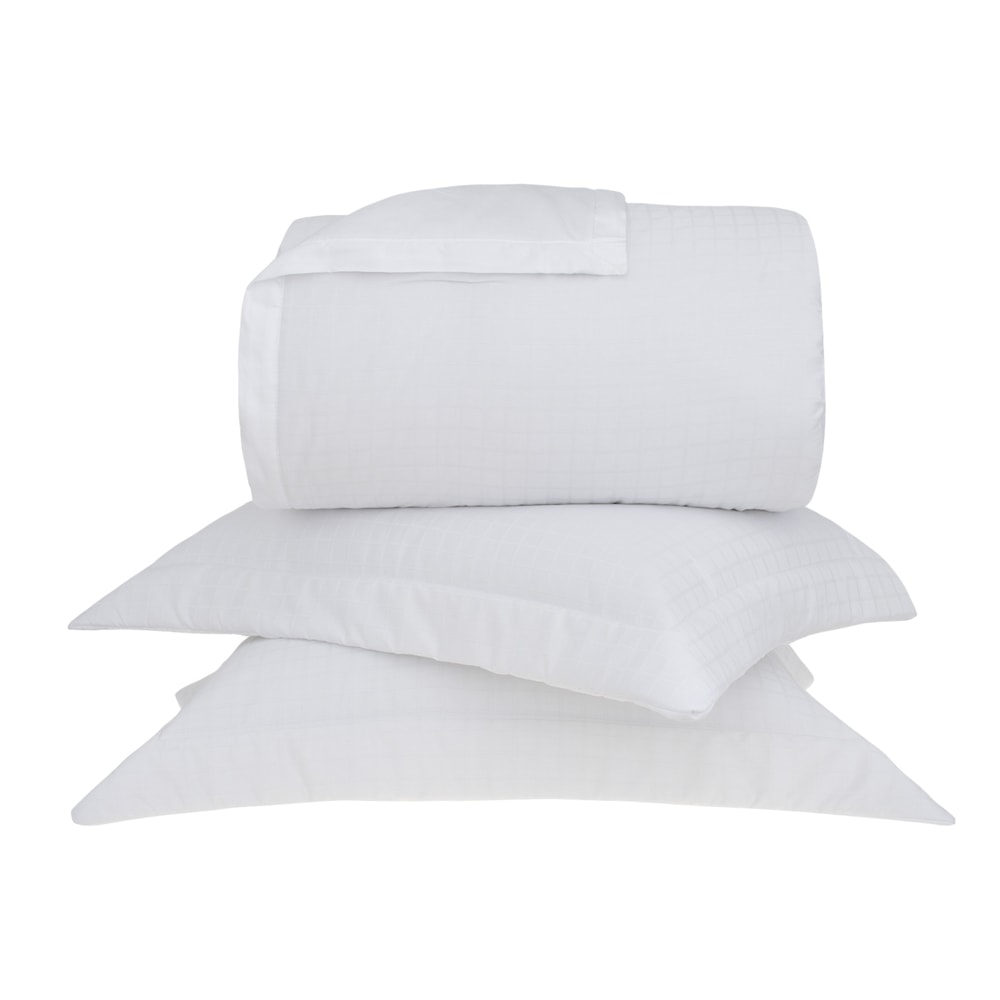 Kit Colcha King Size Buddemeyer Damask Square 100% Algodão Fio Penteado Cetim 300 Fios (3 Peças)