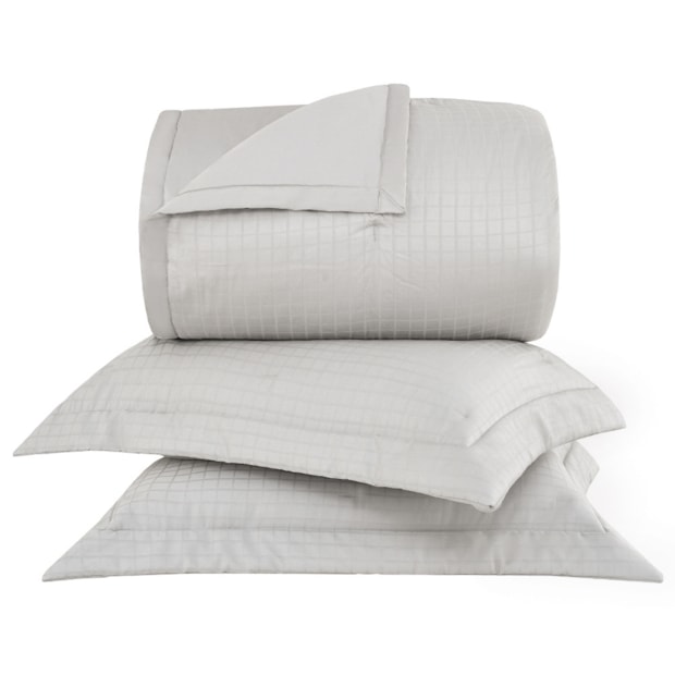 Kit Colcha King Size Buddemeyer Damask Square 100% Algodão Fio Penteado Cetim 300 Fios (3 Peças)