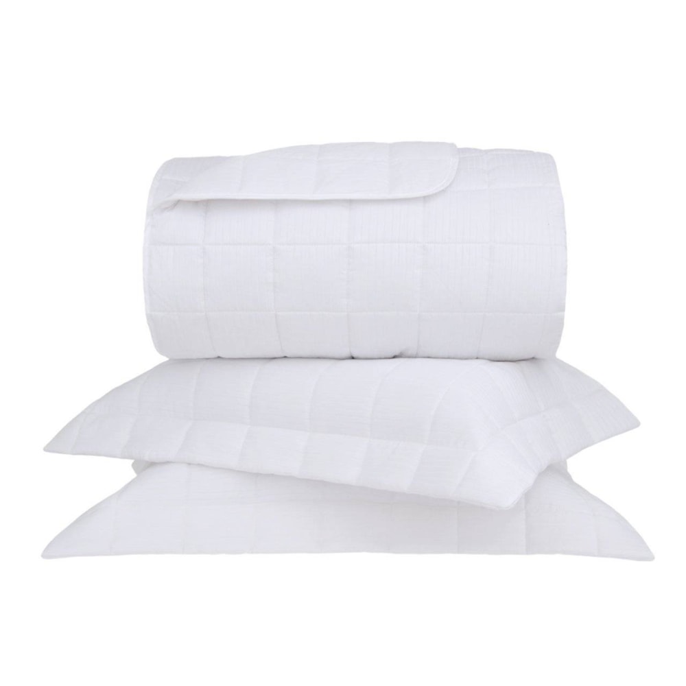 Kit Colcha King Size Buddemeyer Damask Stripes 100% Algodão Fio Penteado Cetim 300 Fios (3 Peças)