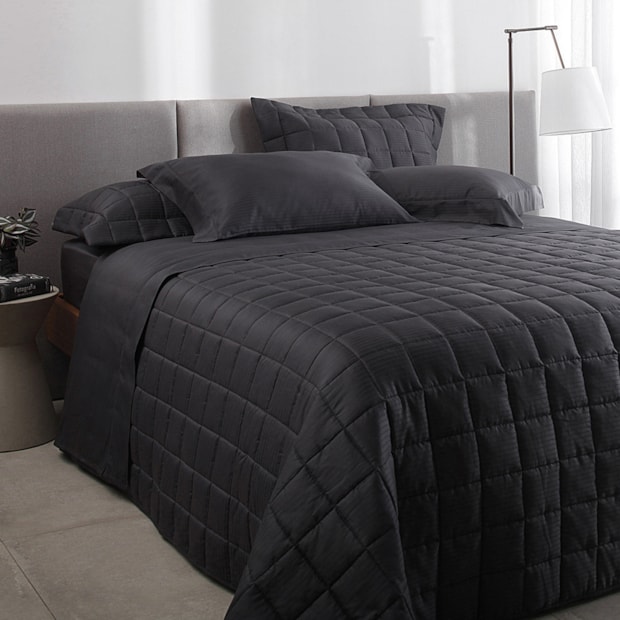 Kit Colcha King Size Buddemeyer Damask Stripes 100% Algodão Fio Penteado Cetim 300 Fios (3 Peças)