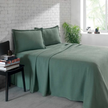 Kit Colcha King Size Dohler Piquet AM-1558 Liso 100% Algodão (3 Peças)