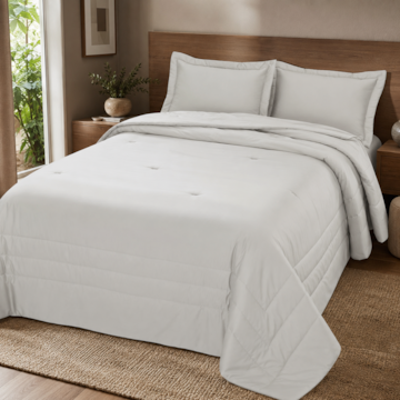 Kit Colcha King Size Kacyumara Casa K Confort Montez Liso 100% Algodão Egípcio Cetim 300 Fios (3 Peças)