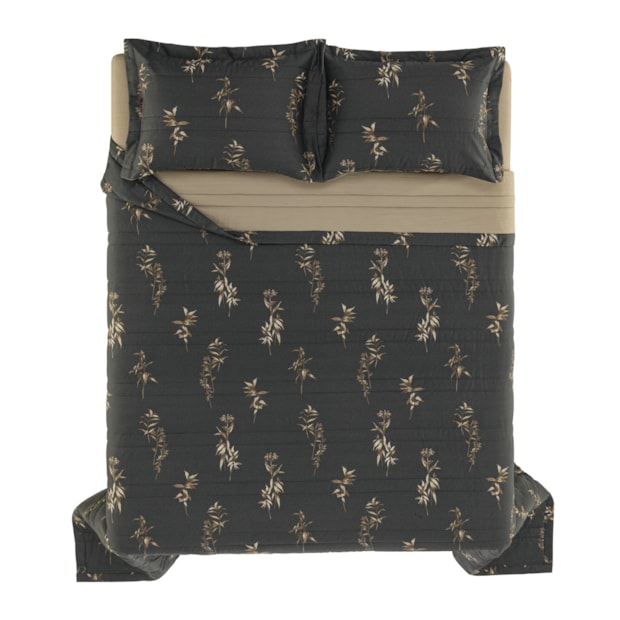 Kit Colcha King Size Karsten Ávila Dupla Face 100% Algodão Egípcio Cetim 300 Fios c/ Porta Travesseiro (3 Peças)