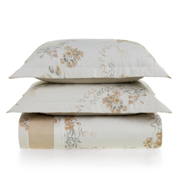 Kit Colcha King Size Karsten Dalila Dupla Face 100% Algodão Egípcio Cetim 300 Fios c/ Porta Travesseiro (3 Peças)